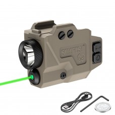 SOLOFISH 650lm Flashlight & Green Laser Sight for Pistol HandGun Rechargeable