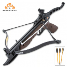 Avalanche Cobra Crossbow Pistol  Wooden Grip, Fiber-Graphite Limbs, Aluminum Barrel, 175 FPS, Self-Cocking - Length 19 1/2”