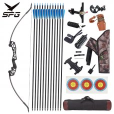 SPG Archery Takedown Recurve Traditional Longbow Hunting Bow And Arrow Carbon Accessories Set
