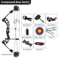 SPG LT Compound Bow Archery Hunting Metal Bow And Mixed Carbon Arrow Set Release Sight Rest Stabilizer