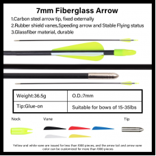 SPG Archery 7mm 31 inch Fiberglass TARGET Arrow 15-35LBS