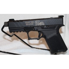 Anderson Kiger-9C Pro 9MM, G19 Compatible, Pistol, Custom Engraved Grim Reaper Bulldog, Threaded Barrel, 15 Rounds
