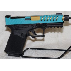 Anderson Kiger-9C 9MM, G19 Compatible, Custom Aztec Teal Pistol, Threaded Barrel, Fiber Optic Sights, RMR Optics Ready, 15 Rounds