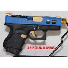 Glock 26 Subcompact Custom Blue and Gold 9MM Pistol, 12, 15 & 17 Rounds