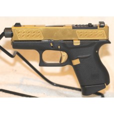 Glock 43, 9MM, Custom Gold & Black, Glock Glow Sights, RMR Optics Ready, 6 Rounds, 2 Magazines