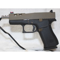 Glock 43X, 9MM, Custom FDE & Black, Comped Barrel, Fiber Optic Sights, 10 Rounds, 2 Magazines