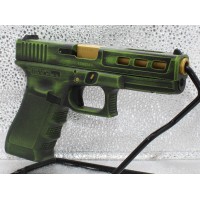 Glock Custom Zombie Green and Black Distressed Model 19 Gen 3 9MM Pistol, Two 15 Round Mags