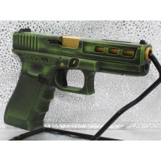 Glock 19 Custom Zombie Green and Black Distressed 9MM Pistol, Two 15 Round Mags