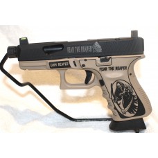 Glock 19 Custom Reaper, 9MM Pistol, FDE, Threaded Barrel, Custom Cut Slide, Two 15 Round Mags