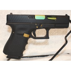 Glock 19 Gen 3 Custom 9MM Pistol, Ported Barrel, Gold Extended Control Set, Custom Cut Slide, RMR Optics Ready, Two 15 Round Mags