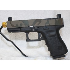 Glock Custom Model 19 Gen 3 9MM Pistol, Gold TiN Threaded Barrel, Custom Camo RMR Cut Slide, Two 15 Round Mags