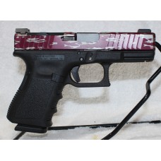 Glock Custom Model 19 Gen 3 9MM Pistol, Ported Barrel, Custom Camo Black Cherry and Silver RMR Cut Slide, Two 15 Round Mags