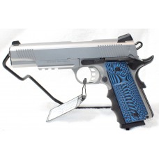 SDS Imports Tisas 1911 Duty Stainless Steel, 45 ACP 5" 8+1 Rail, Blue G10 Grips