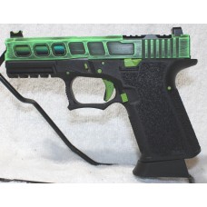 P80 PFC9 G19 Custom 9MM, Zombie Ported and Cut Slide, Ported Barrel, Zombie Green Extended Control Set